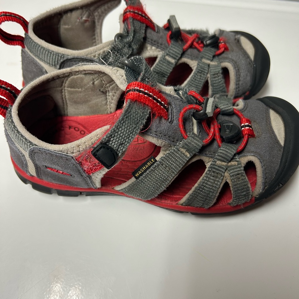 Kids' KEEN Gray and Red Sandals